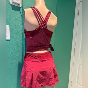 Lululemon Red Athletic Tank and Skirt Set